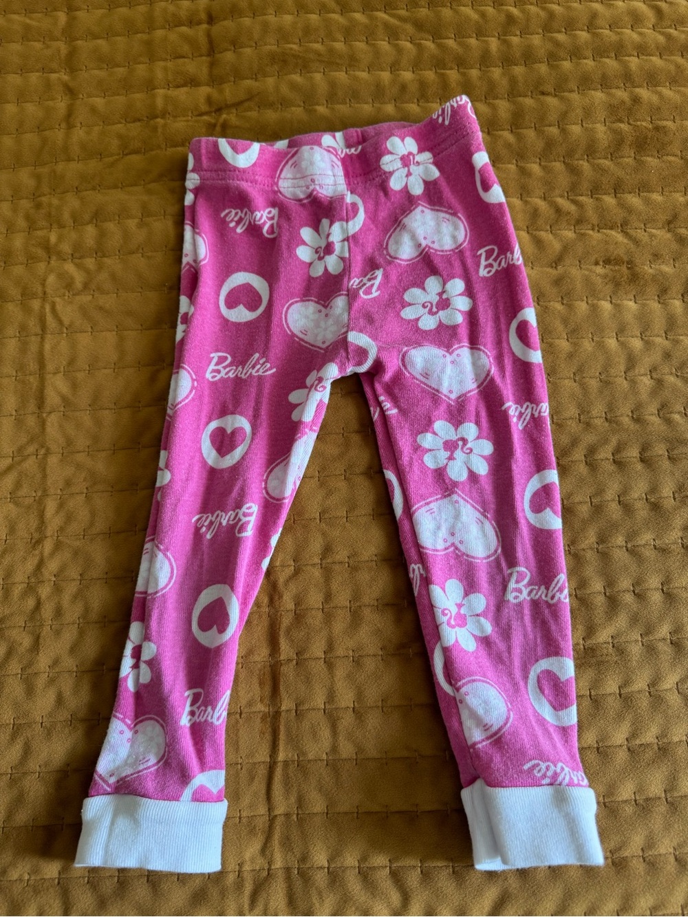 Barbie Pink Heart & Flower Print Leggings with White Accents